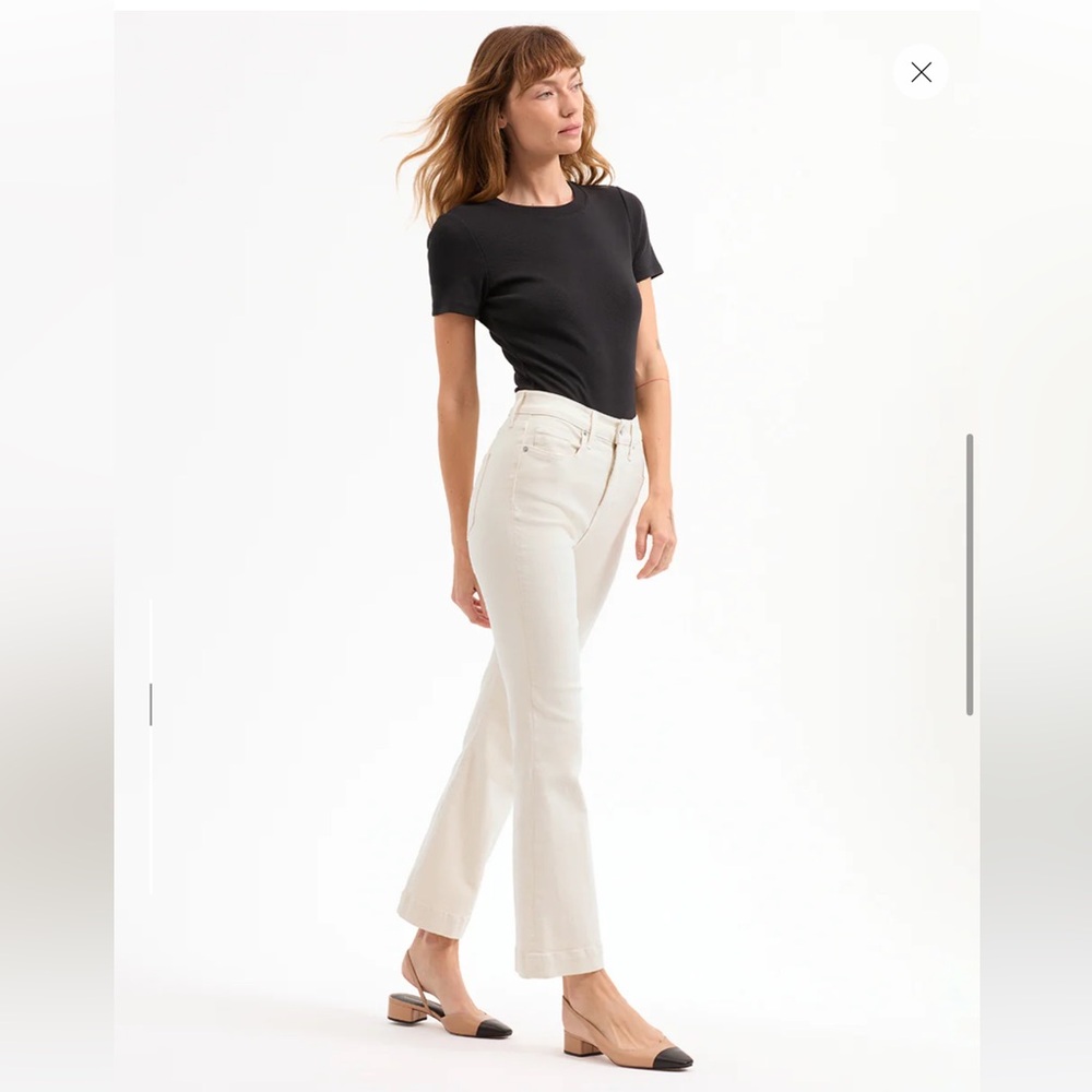 Veronica Beard Cream Wide-Leg Flare Jeans - Picture 3 of 16